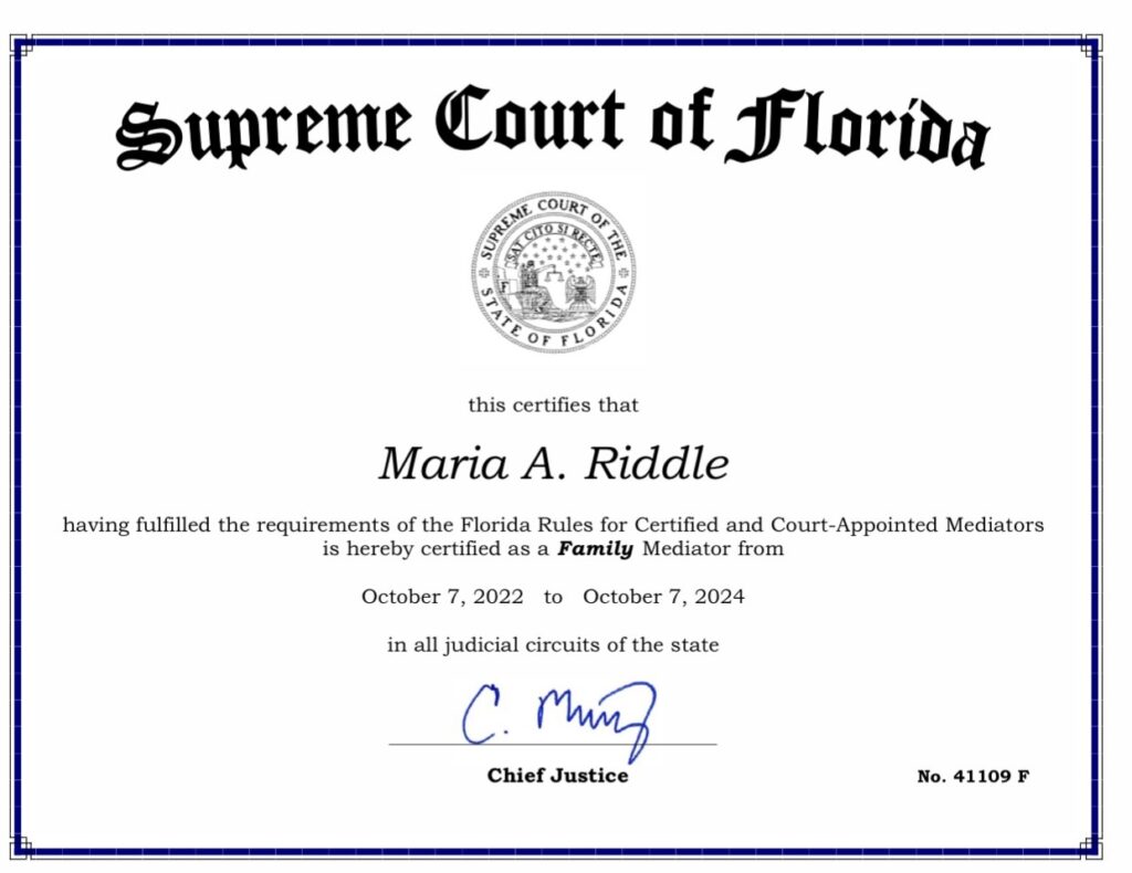Supreme Court Certified Mediator